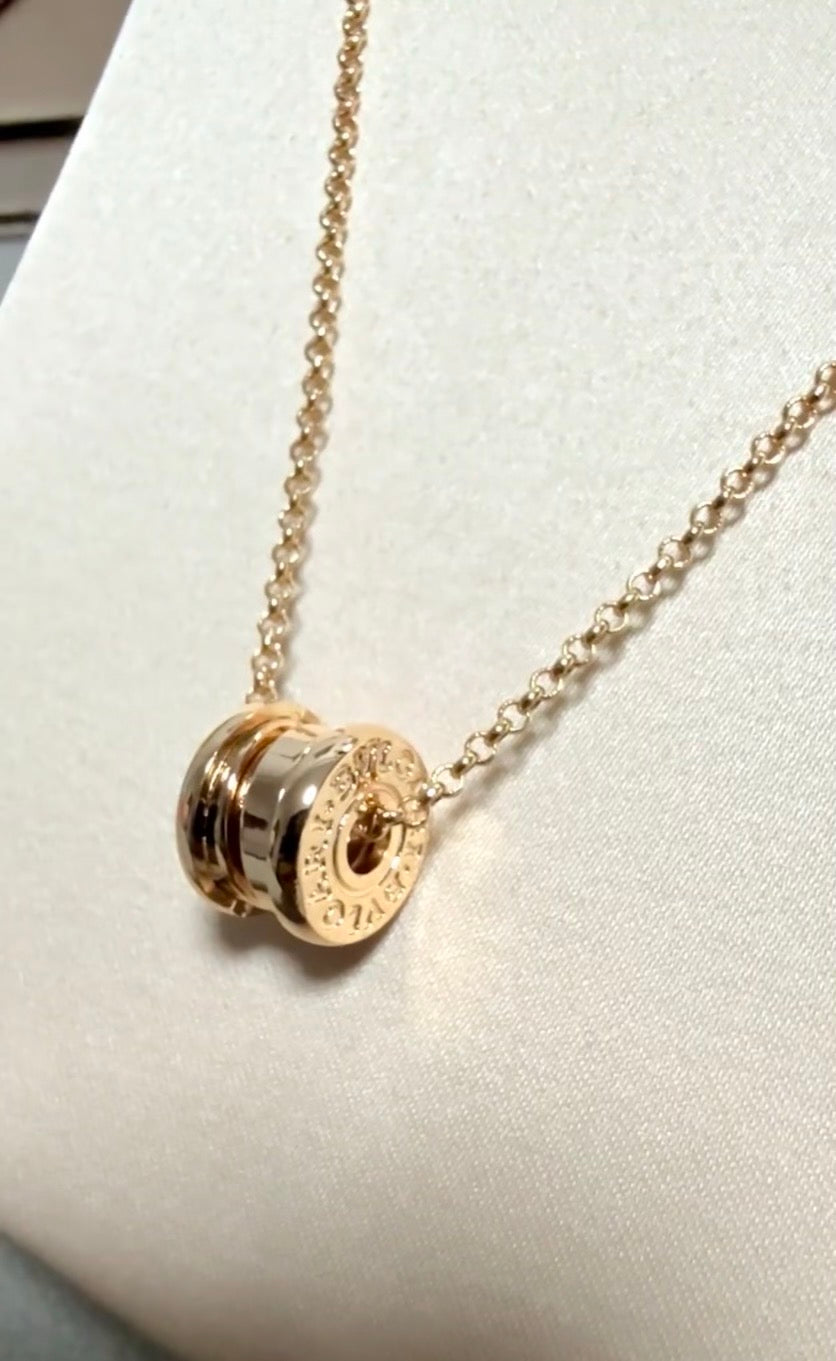 Geometric Emblem Pendant Necklace in Rose-Gold-Tone – Rose Gold Detail – Design 011 front product view