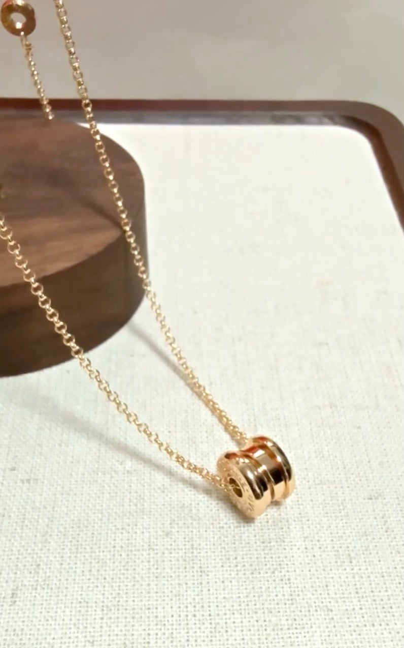 Geometric Emblem Pendant Necklace in Rose-Gold-Tone – Rose Gold Detail – Design 011 close-up detail