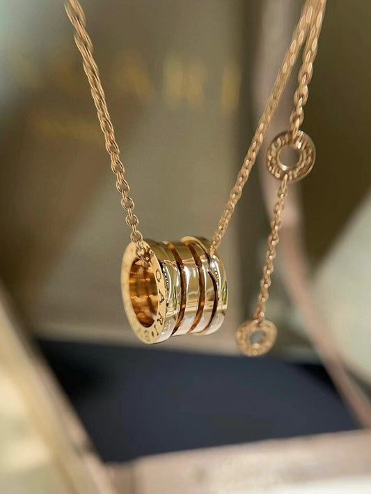 Geometric Emblem Pendant Necklace in Rose-Gold-Tone – Rose Gold Detail – Design 010 main product view
