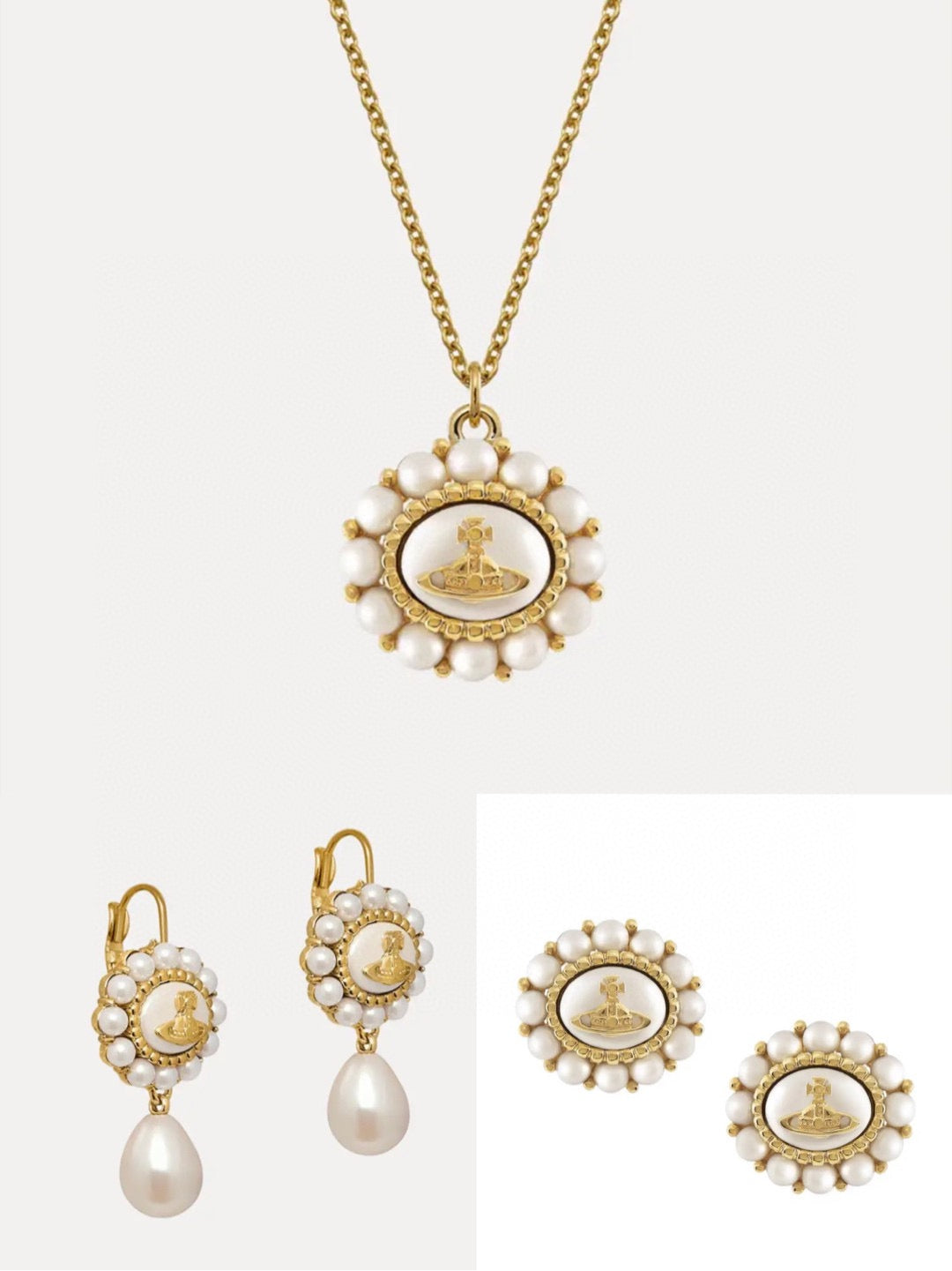 Orb Pendant Necklace in Polished Metal-Tone – Design 046 front product view