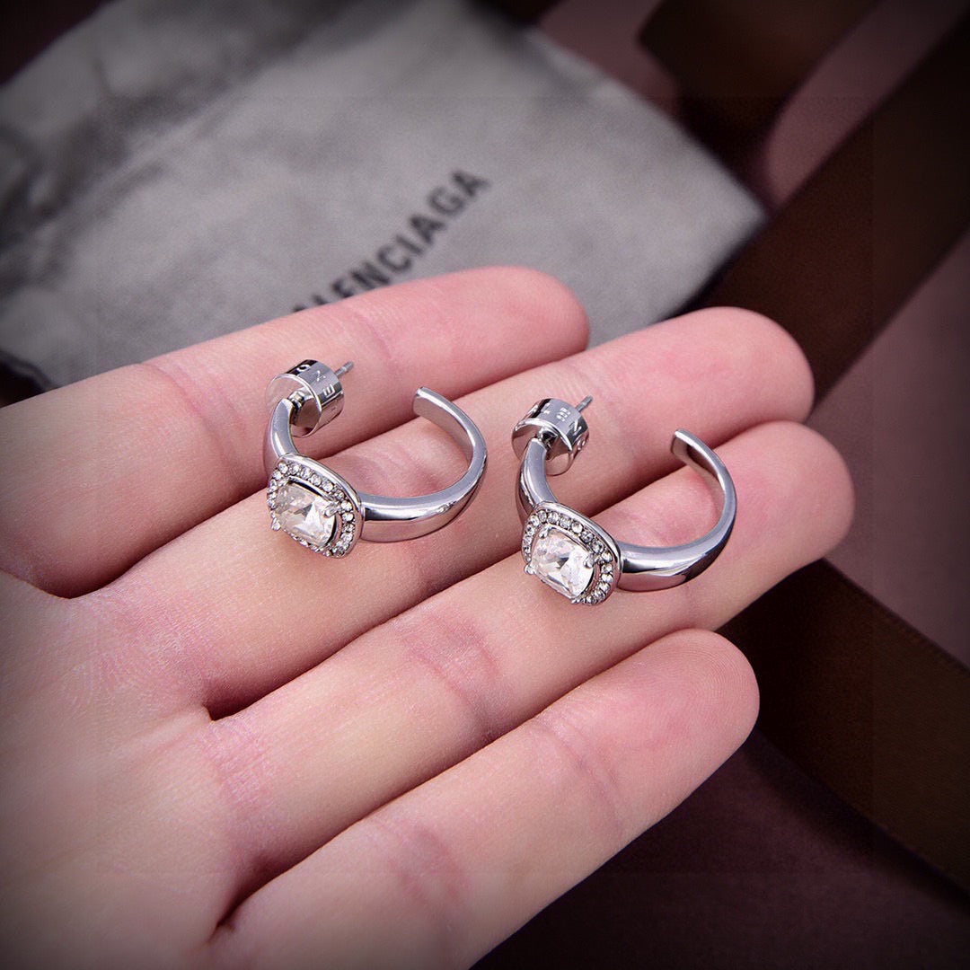 Geometric Emblem Stud Earrings in Gold-Tone – Design 006 styled product view