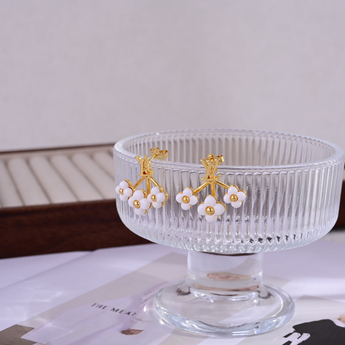 Geometric Emblem Stud Earrings in Polished Metal-Tone – Design 024 front product view