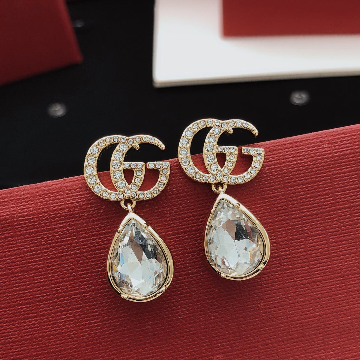 Geometric Emblem Stud Earrings in Gold-Tone – Design 003 main product view