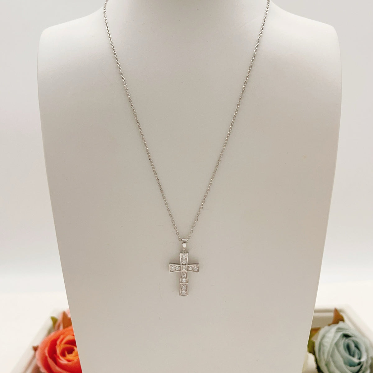 Cross Pendant Necklace in Silver-Tone styled product view