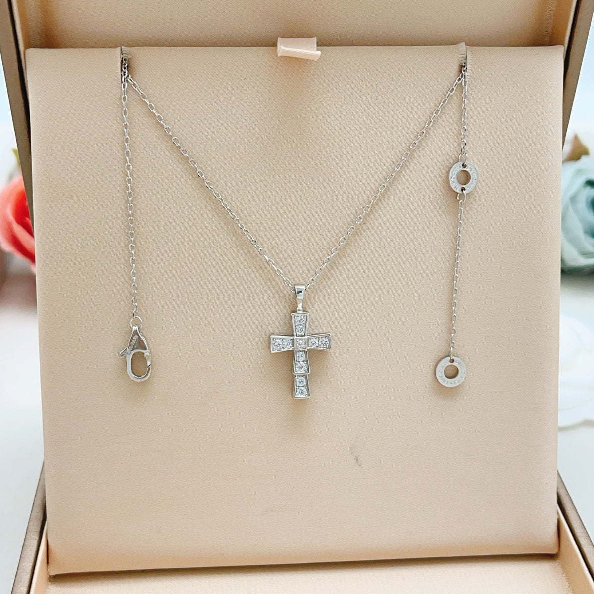Cross Pendant Necklace in Silver-Tone main product view
