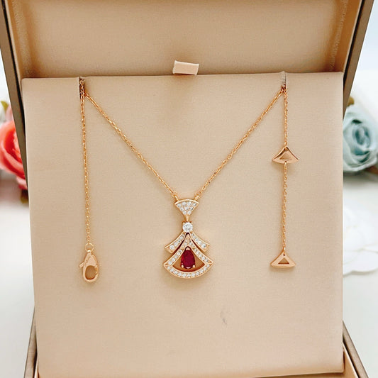 Geometric Emblem Pendant Necklace in Rose-Gold-Tone – Rose Gold Detail – Design 002 main product view