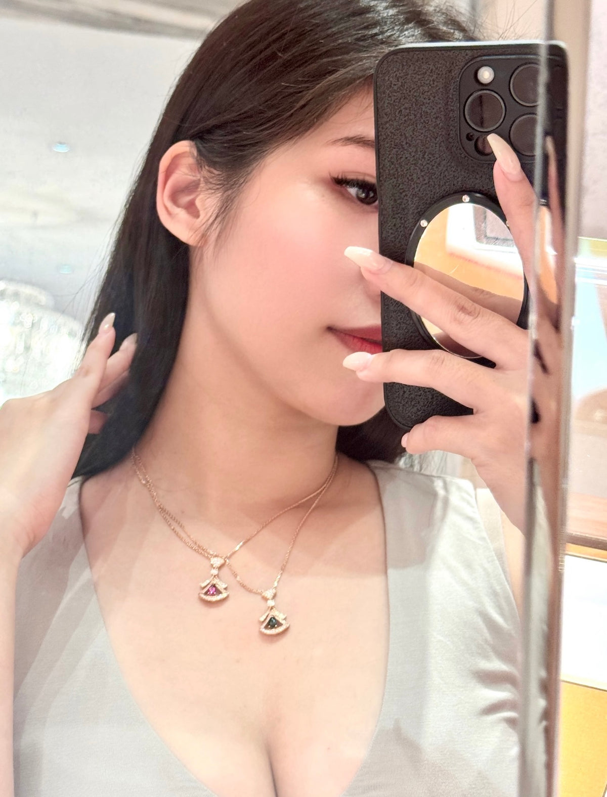 Geometric Emblem Pendant Necklace in Rose-Gold-Tone – Rose Gold Detail styled product view