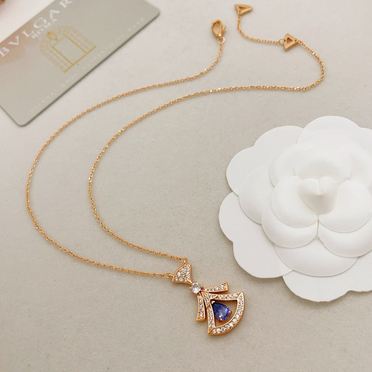 Geometric Emblem Pendant Necklace in Rose-Gold-Tone – Rose Gold Detail front product view