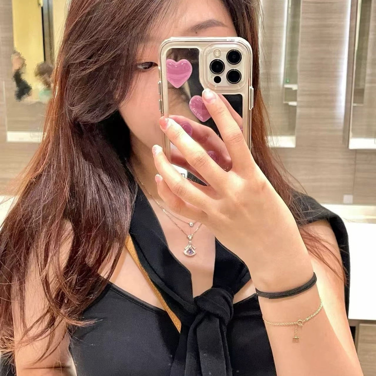 Geometric Emblem Pendant Necklace in Rose-Gold-Tone – Rose Gold Detail close-up detail