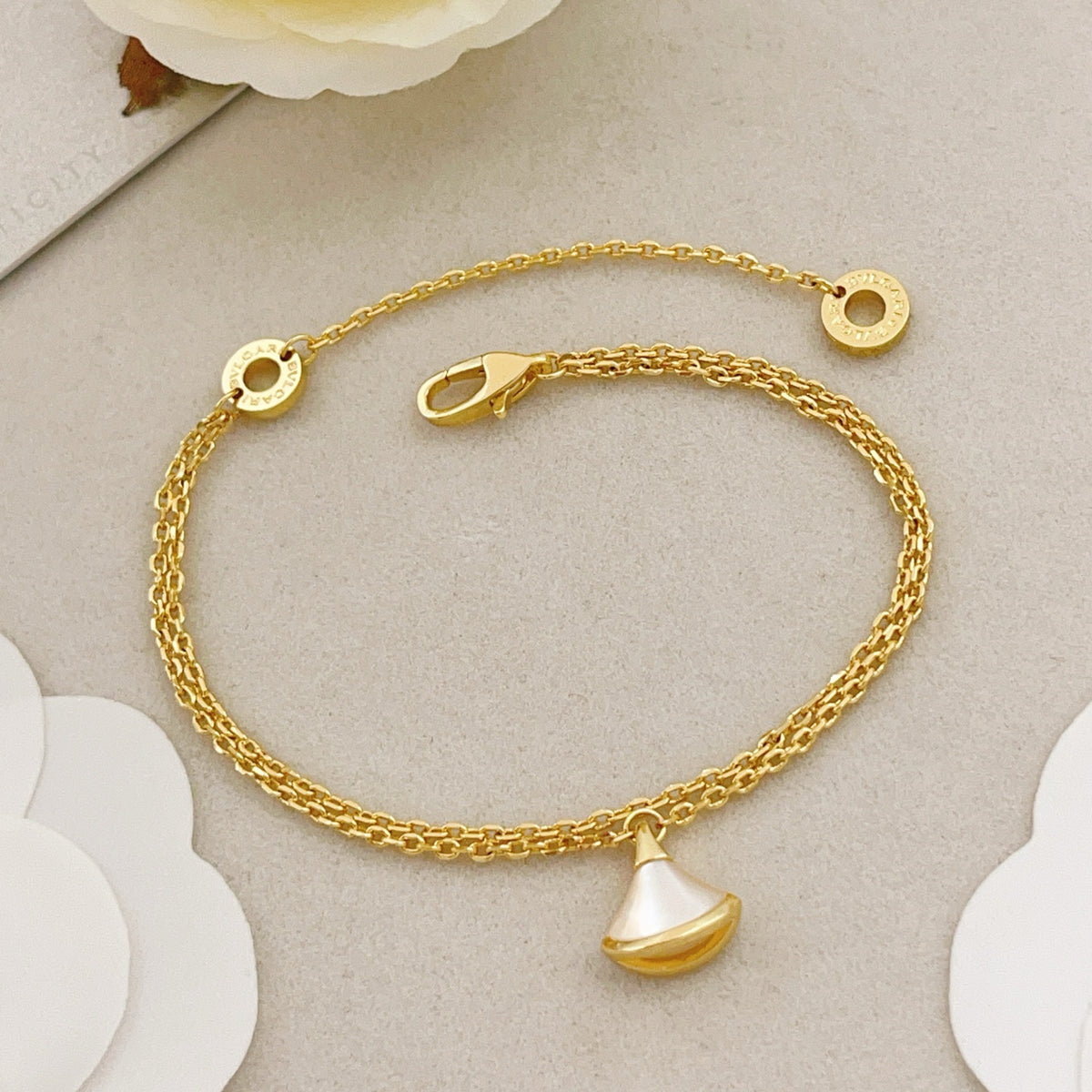 Geometric Emblem Bracelet in Gold-Tone front product view