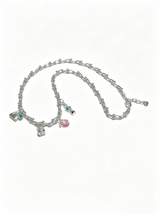 Signature Motif Pendant Necklace in Silver-Tone – Vintage Detail – Design 21 main product view