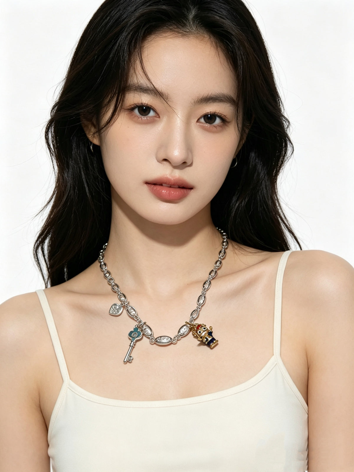 Signature Motif Pendant Necklace in Silver-Tone – Vintage Detail – Design 20 front product view