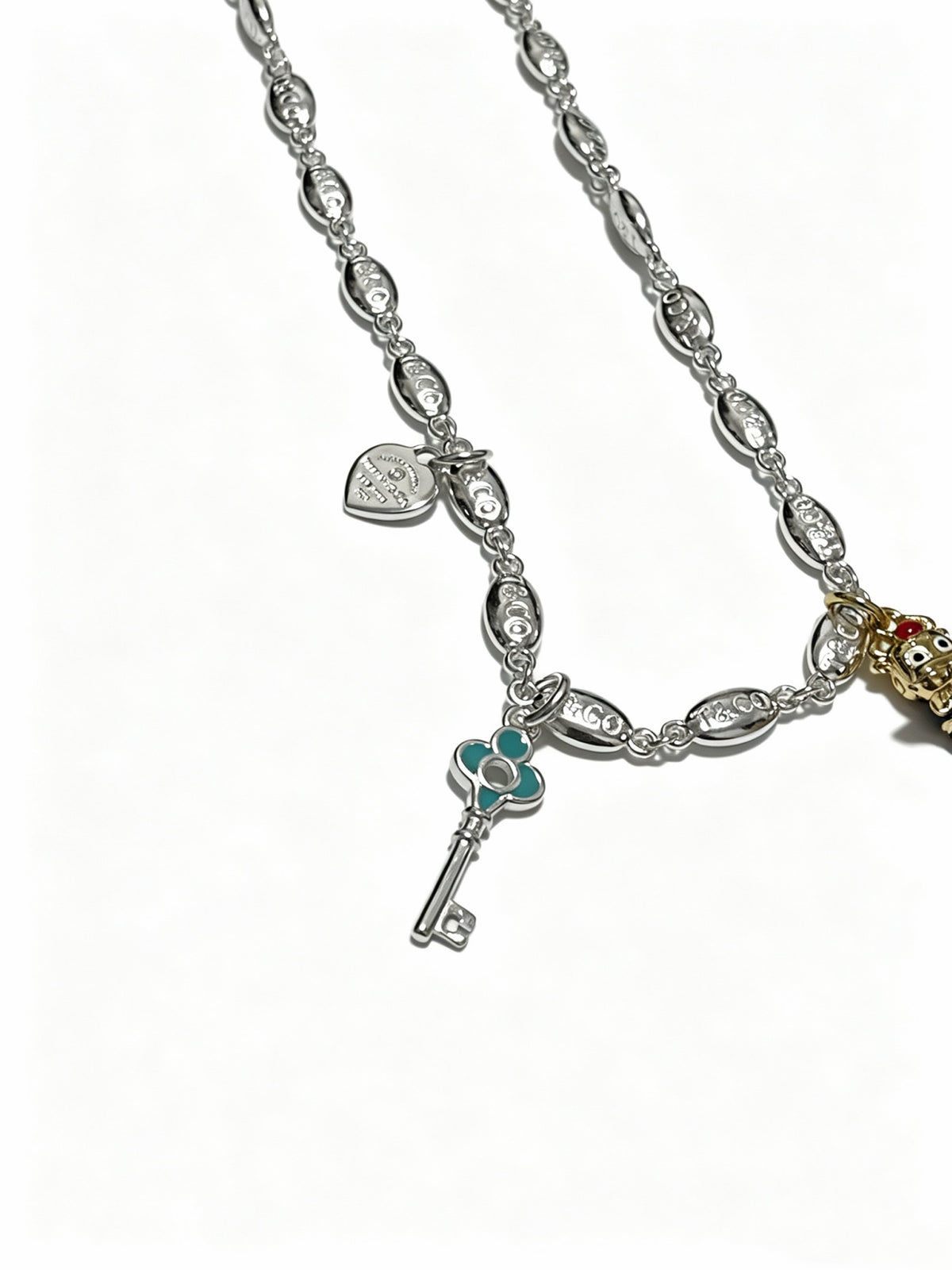 Signature Motif Pendant Necklace in Silver-Tone – Vintage Detail – Design 20 detail view
