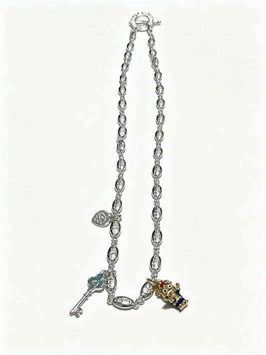 Signature Motif Pendant Necklace in Silver-Tone – Vintage Detail – Design 20 main product view