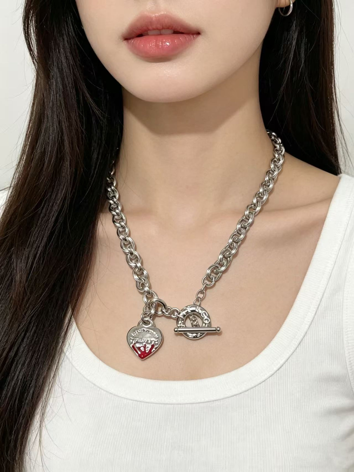 Signature Motif Pendant Necklace in Silver-Tone – Vintage Detail – Design 19 front product view