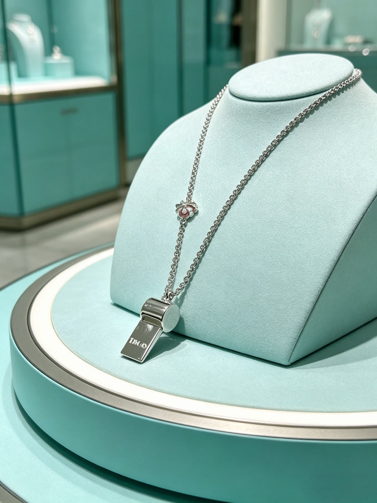 Signature Motif Pendant Necklace in Silver-Tone – Vintage Detail – Design 14 main product view