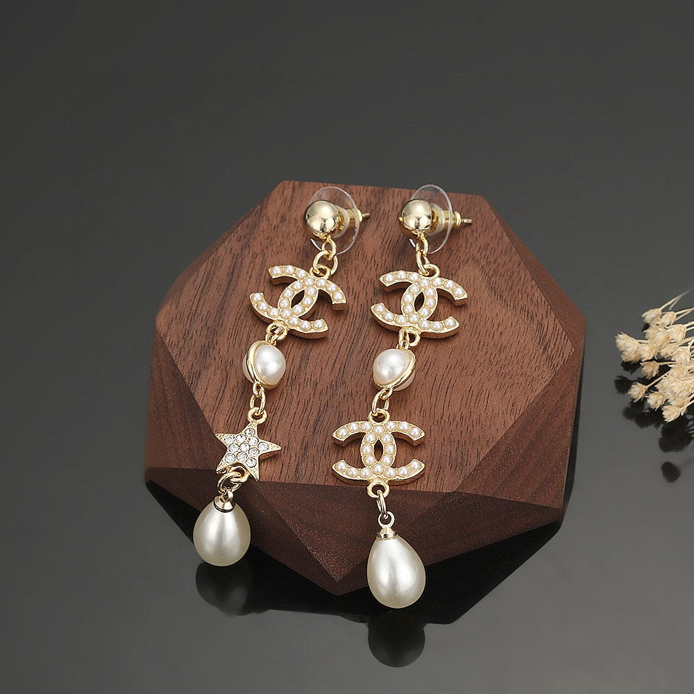 Signature Emblem Stud Earrings in Silver-Tone – Design 021 front product view