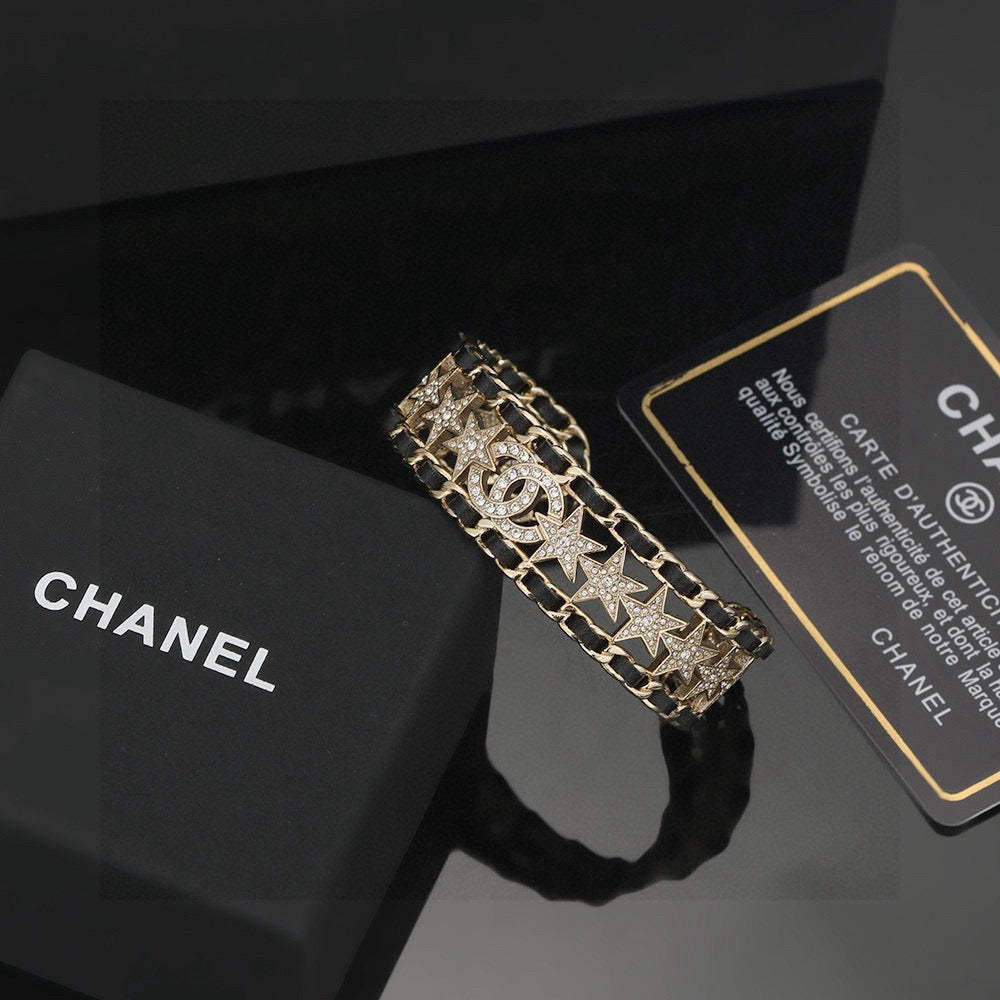 Signature Emblem Bangle in Polished Metal-Tone – Black Detail – Design 003 side detail