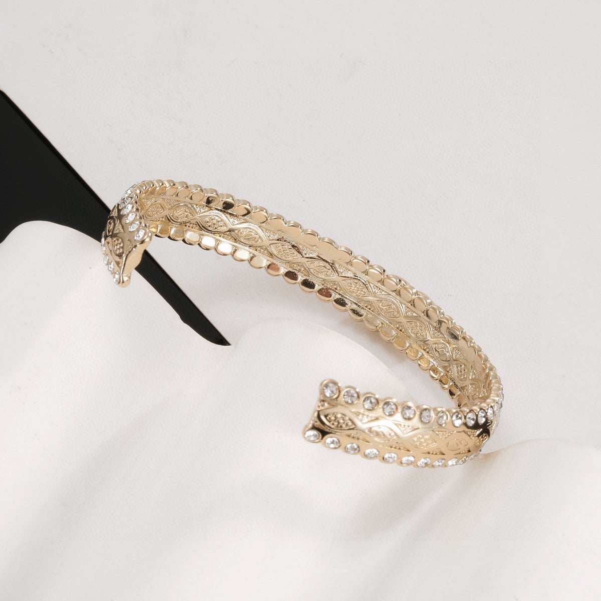 Pearl Bangle in Polished Metal-Tone – Pearl Detail – Design 003 styled product view