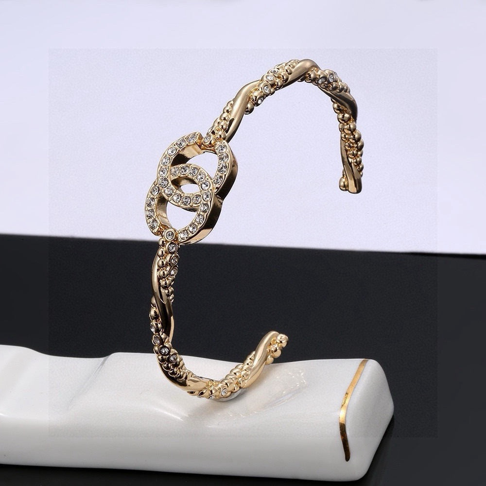 Signature Emblem Bangle in Polished Metal-Tone – Design 021 side detail