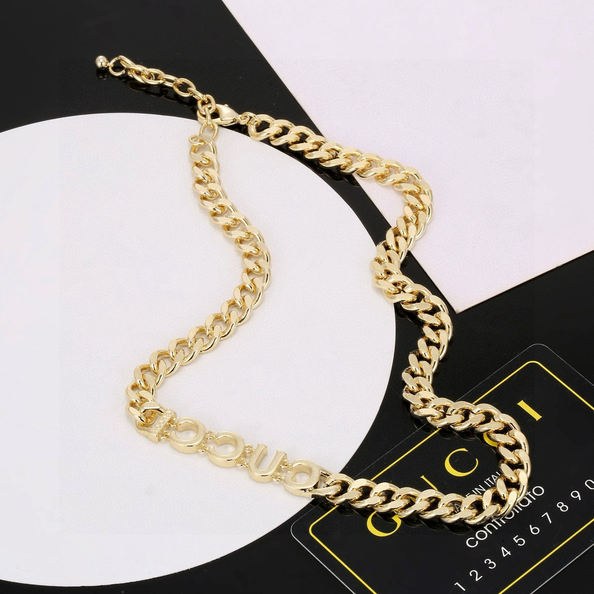 Geometric Emblem Pendant Necklace in Polished Metal-Tone – Vintage Detail – Design 003 close-up detail