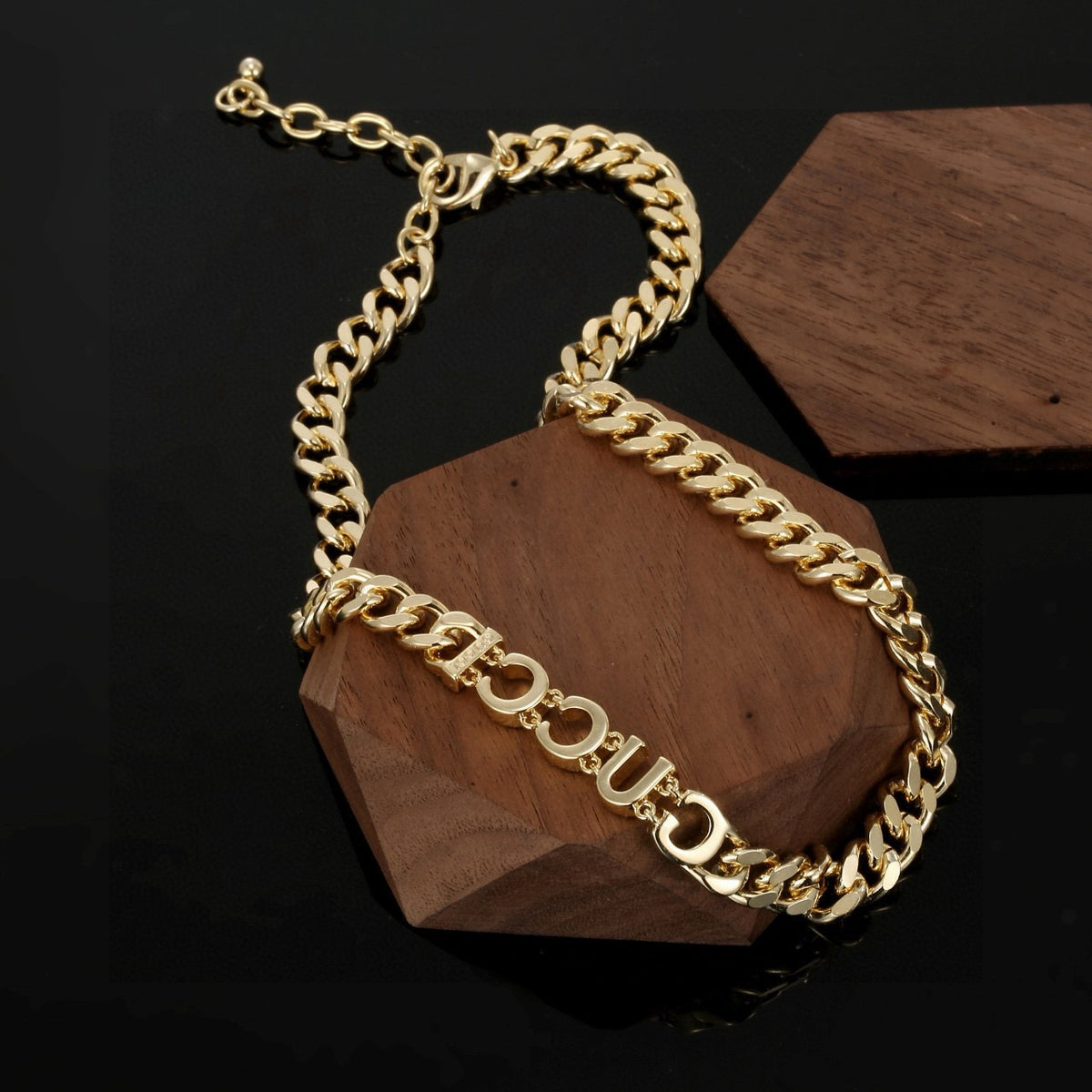 Geometric Emblem Pendant Necklace in Polished Metal-Tone – Vintage Detail – Design 003 detail view