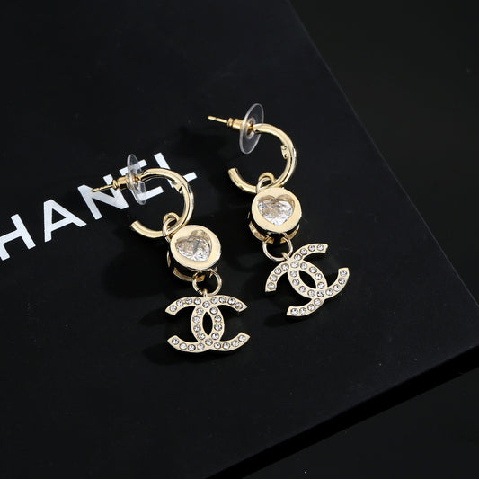 Signature Emblem Stud Earrings in Gold-Tone – Design 051 main product view