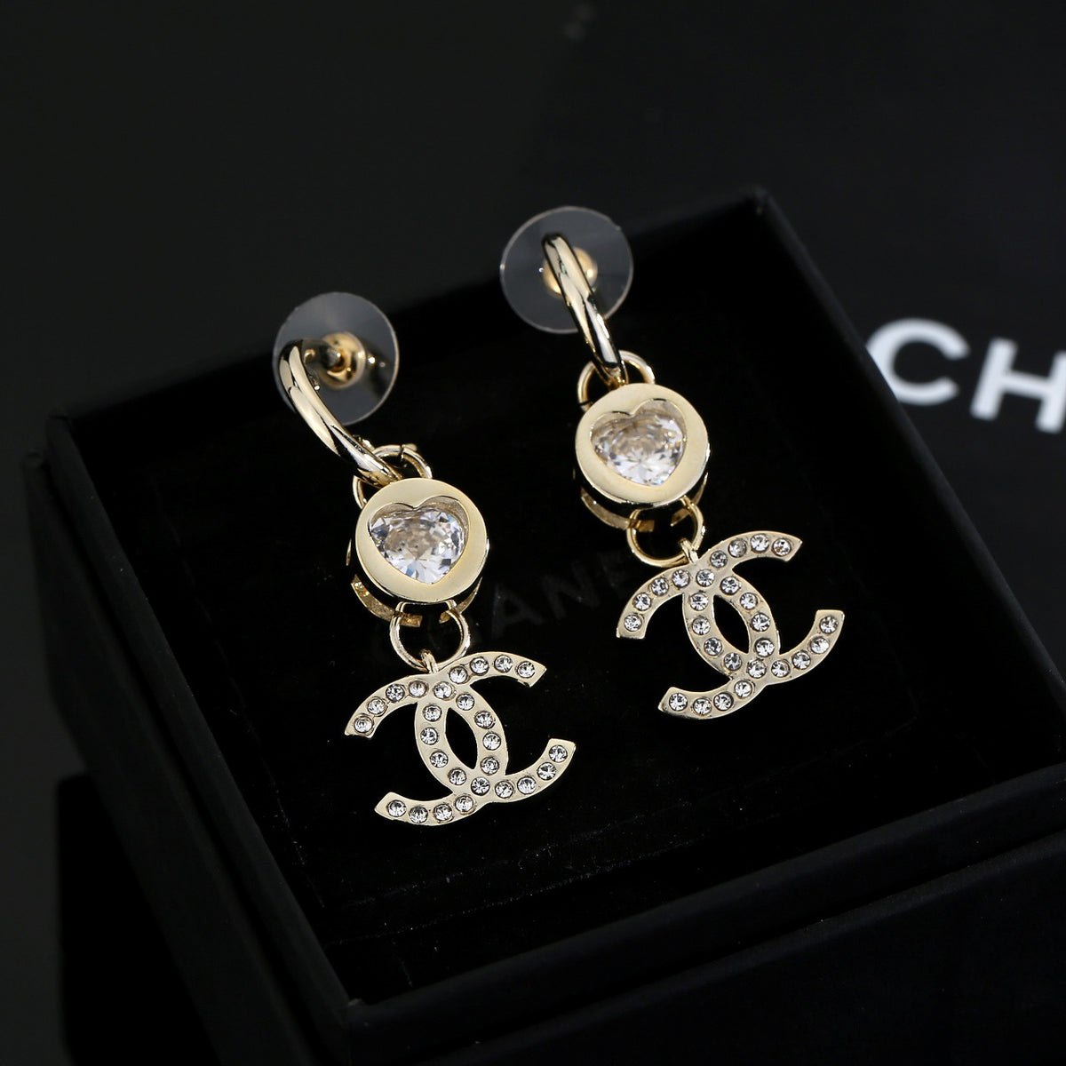 Signature Emblem Stud Earrings in Gold-Tone – Design 051 front product view