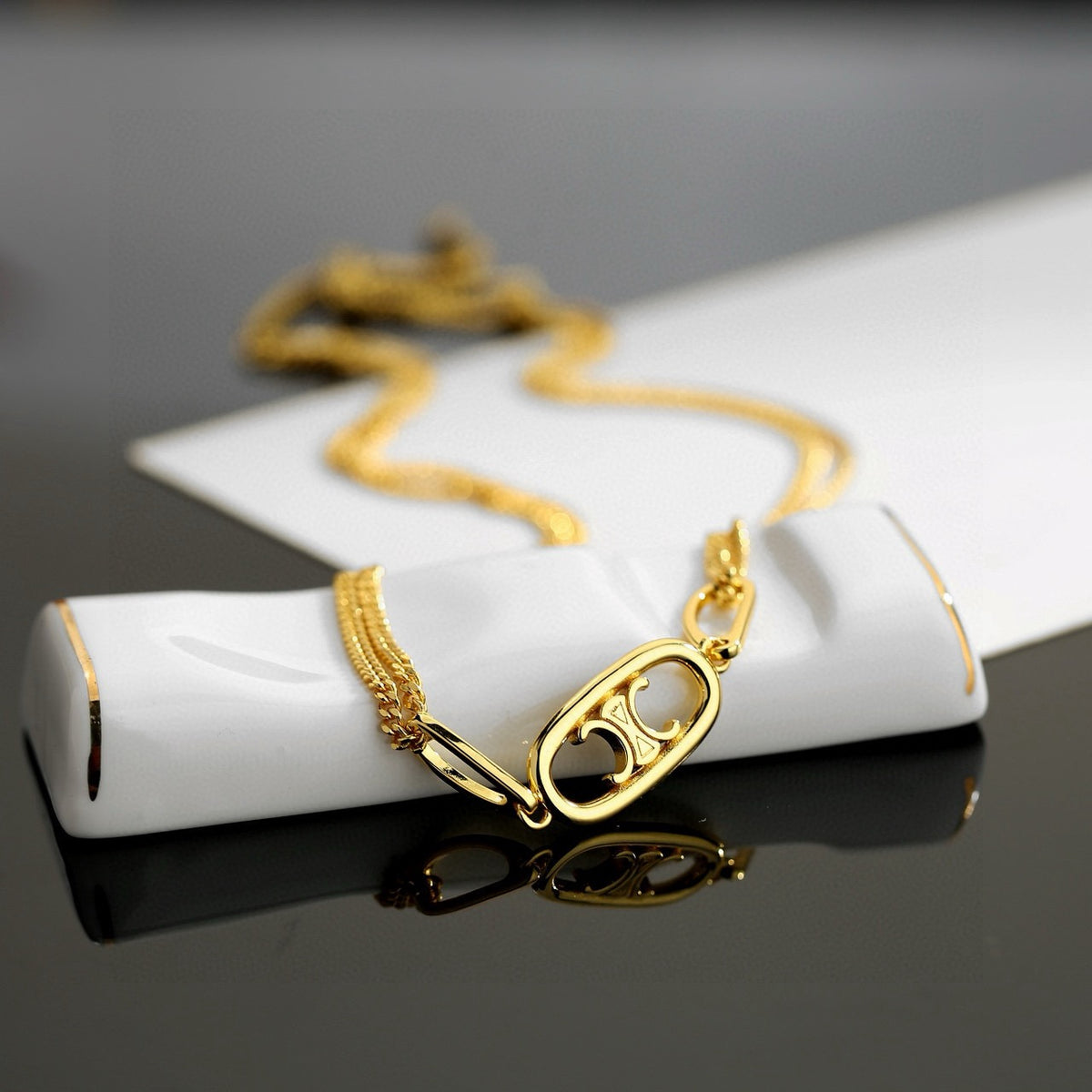 Signature Emblem Bracelet in Gold-Tone – Design 012 detail view