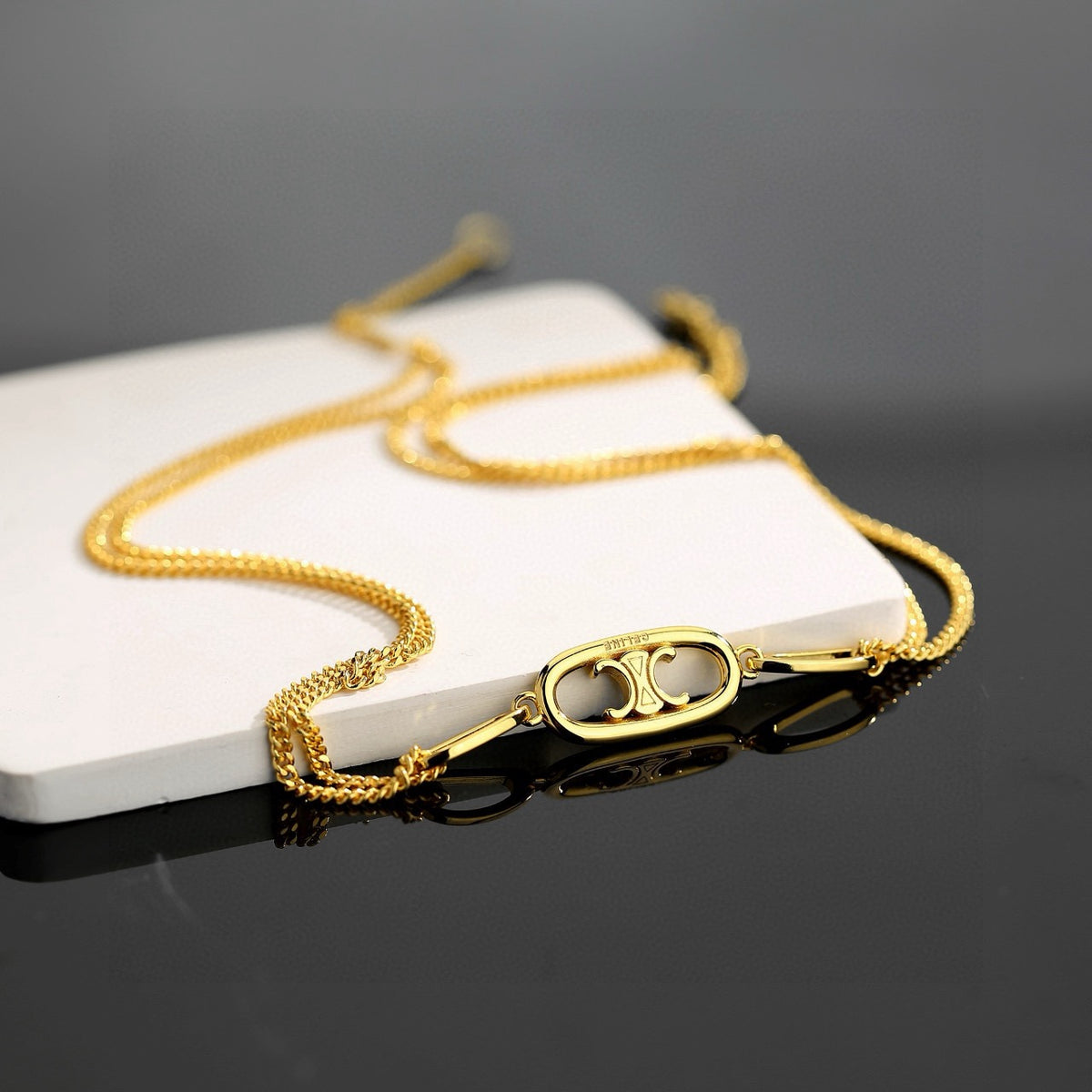 Signature Emblem Bracelet in Gold-Tone – Design 008 side detail