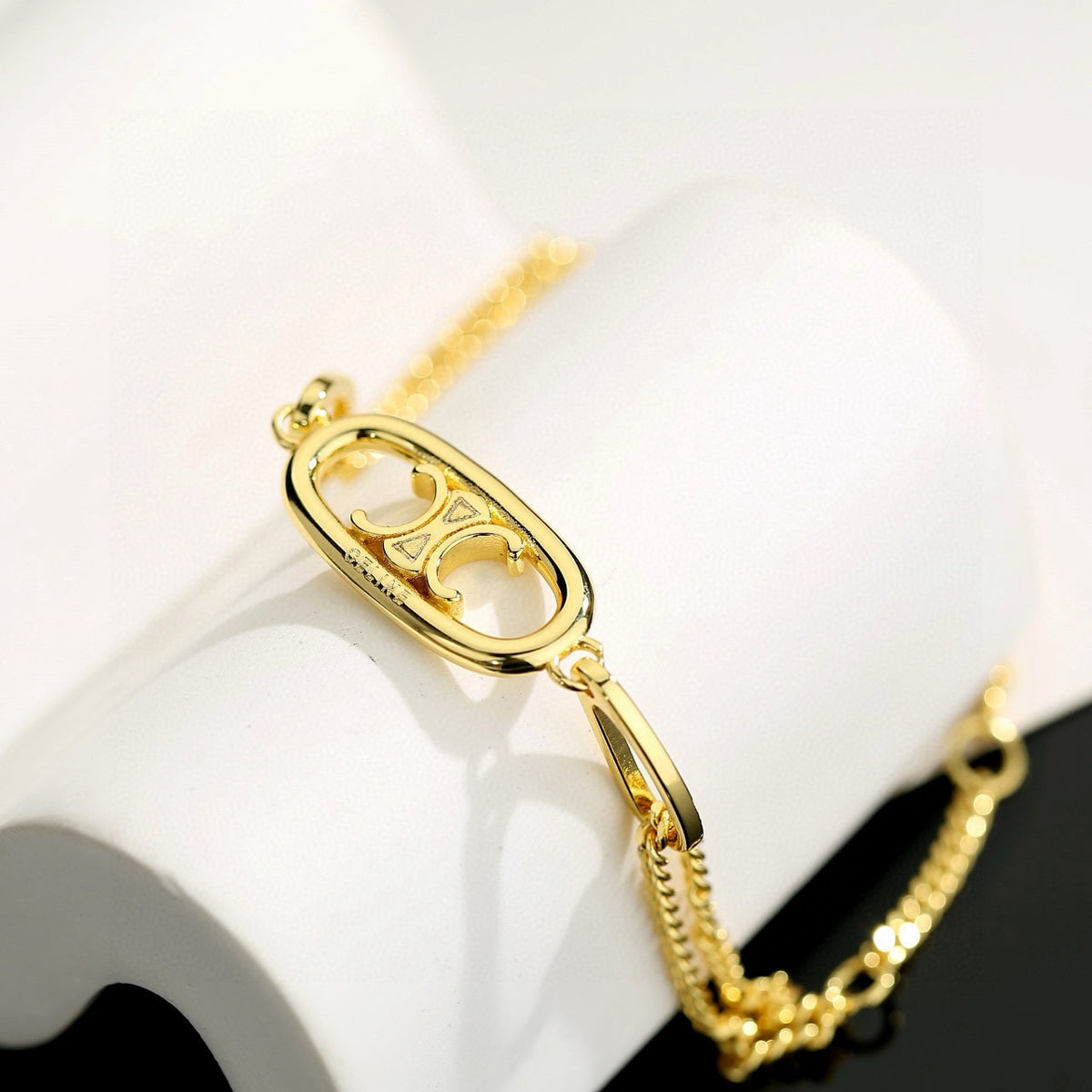 Signature Emblem Bracelet in Gold-Tone – Design 012 detail view