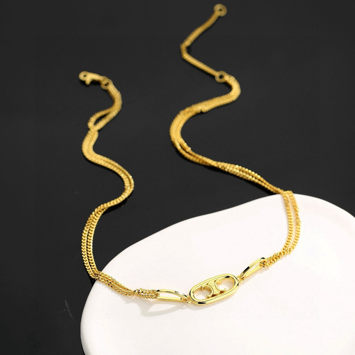 Signature Emblem Bracelet in Gold-Tone – Design 008 close-up detail