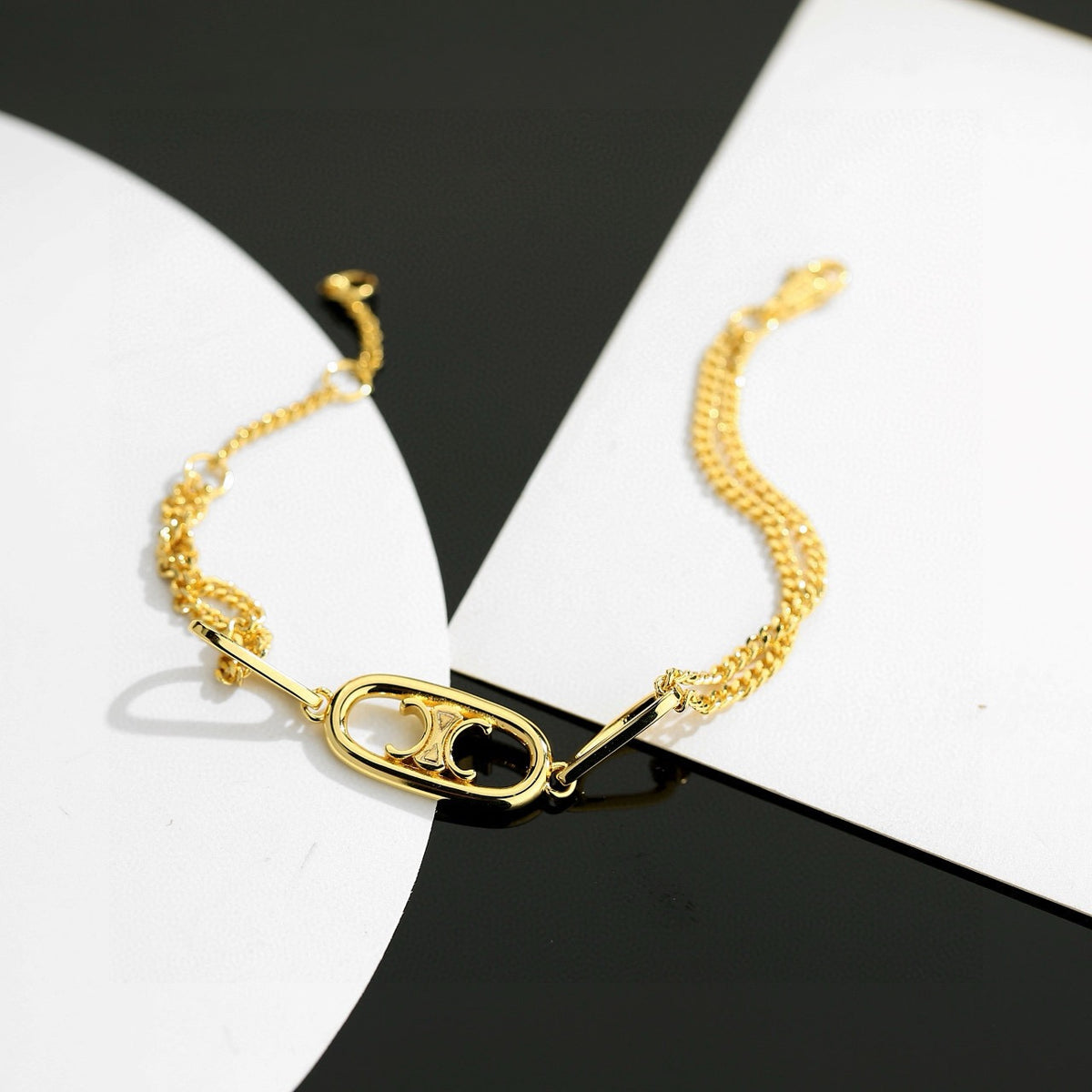 Signature Emblem Bracelet in Gold-Tone – Design 008 front product view