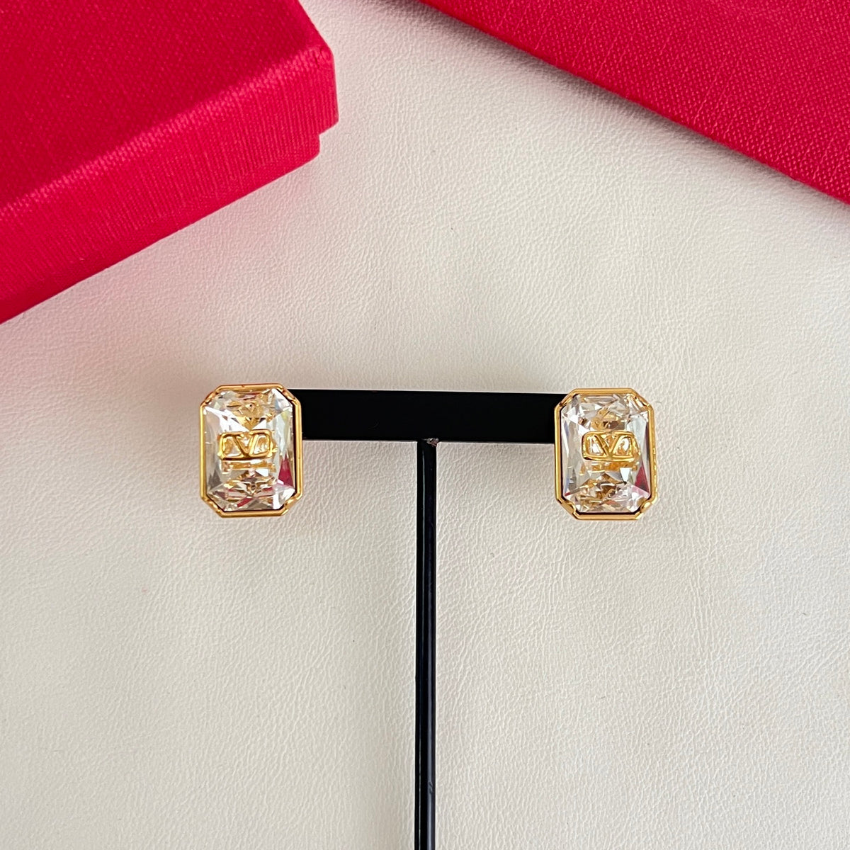 Signature Emblem Statement Earrings in Polished Metal-Tone – Design 05 side detail