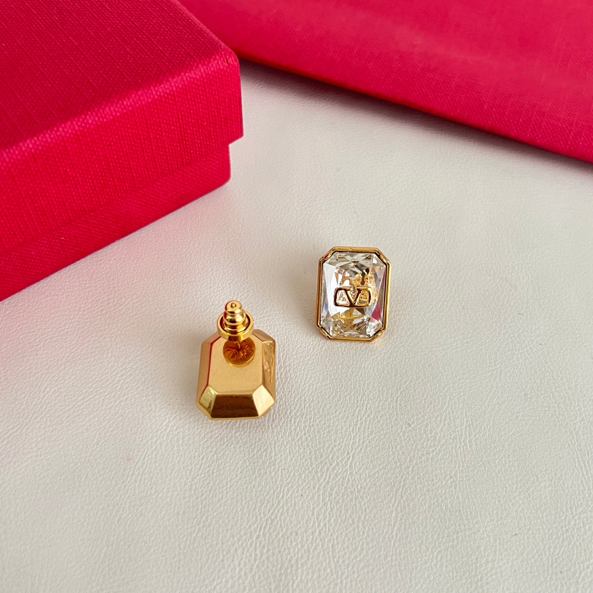 Signature Emblem Statement Earrings in Polished Metal-Tone – Design 05 close-up view