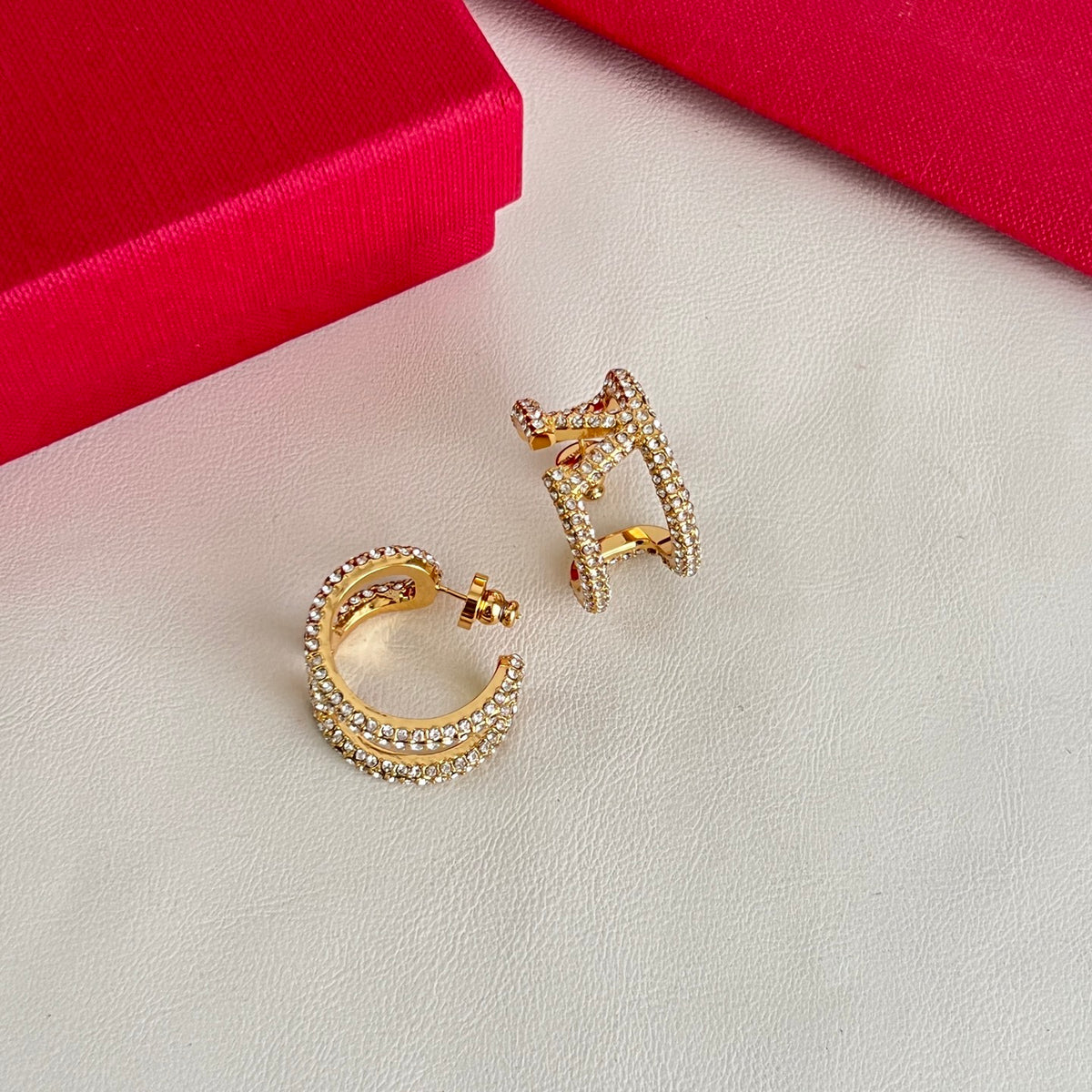 Signature Emblem Statement Earrings in Polished Metal-Tone – Design 03 side detail