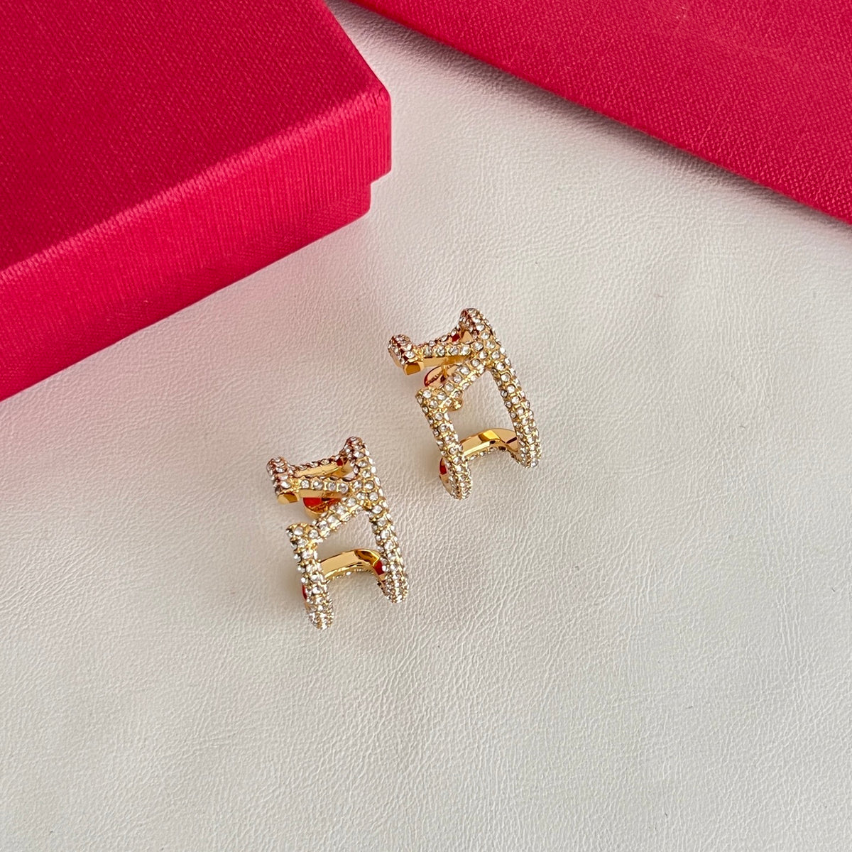 Signature Emblem Statement Earrings in Polished Metal-Tone – Design 03 detail view