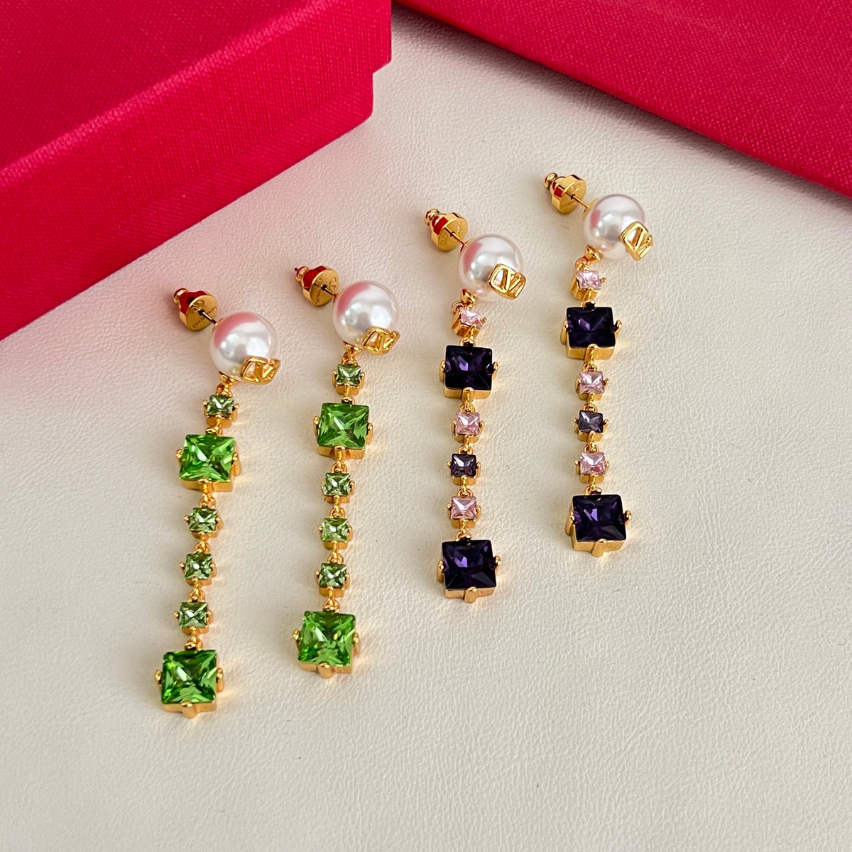Signature Emblem Stud Earrings in Polished Metal-Tone – Design 06 front view