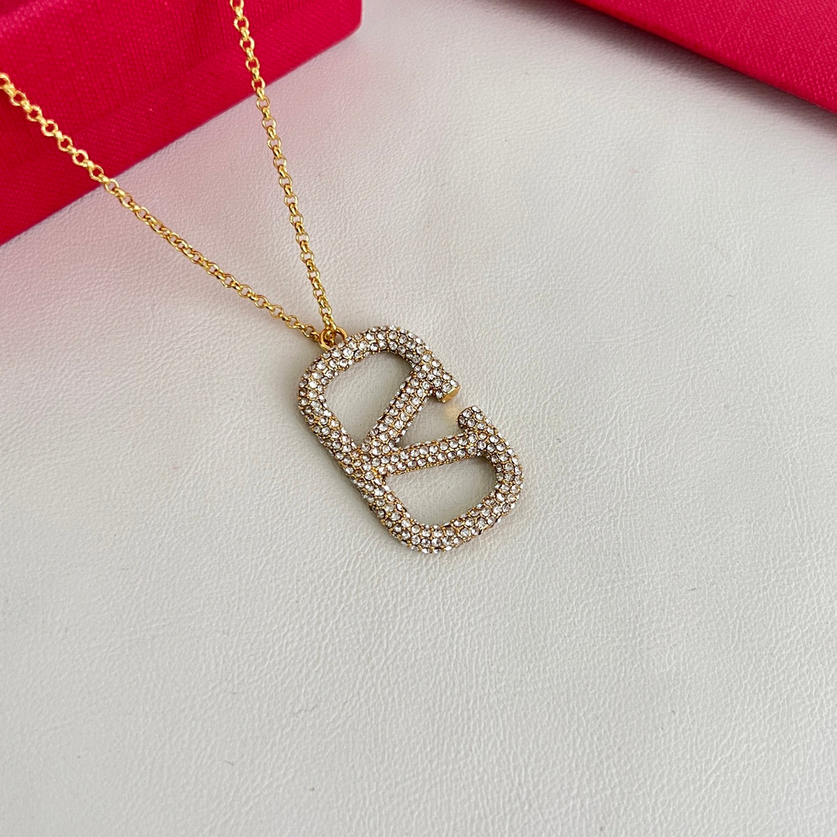 Signature Emblem Pendant Necklace in Polished Metal-Tone – Design 05 detail view