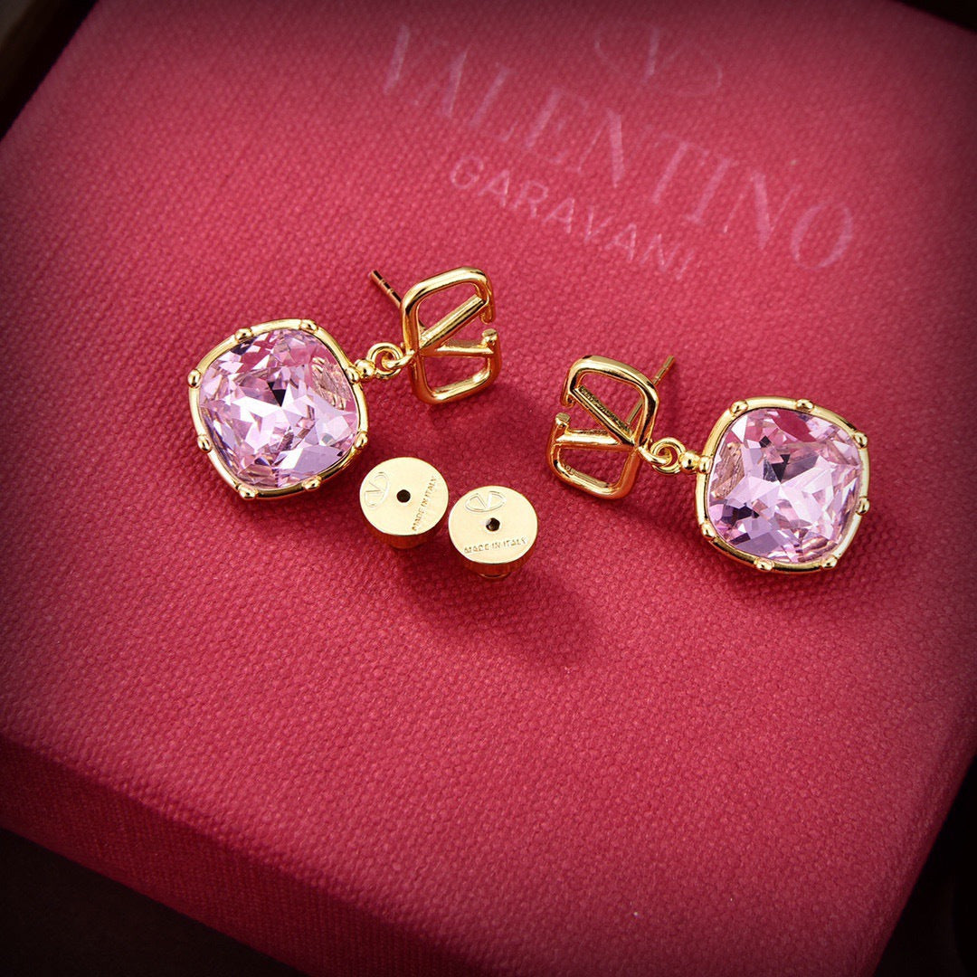Signature Emblem Stud Earrings in Gold-Tone – Design 14 side detail