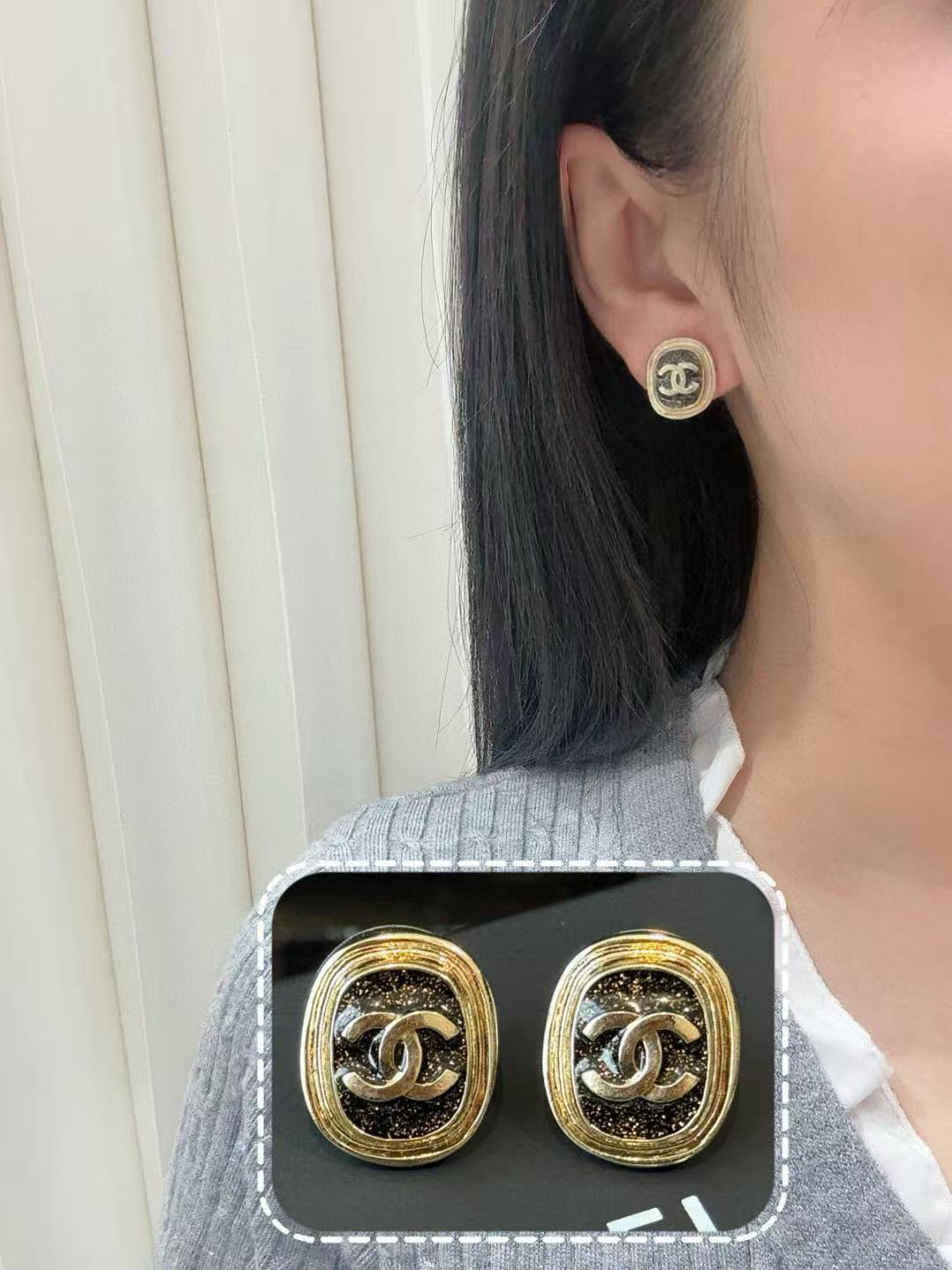Signature Emblem Stud Earrings in Gold-Tone – Design 043 main product view