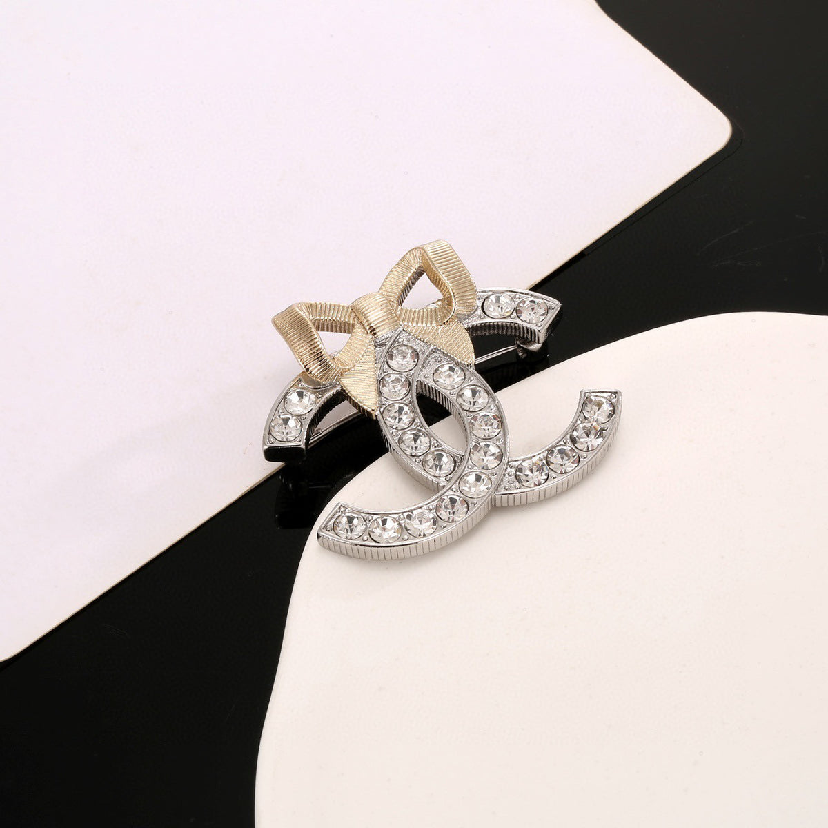 Signature Emblem Brooch in Polished Metal-Tone – Design 031 main product view