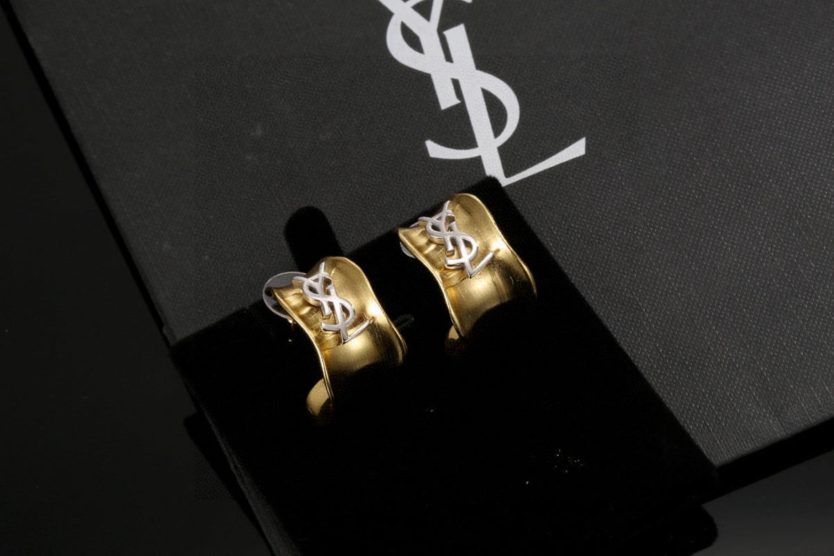 Geometric Emblem Stud Earrings in Gold-Tone – Design 010 main product view