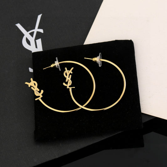 Geometric Emblem Stud Earrings in Gold-Tone – Design 008 main product view