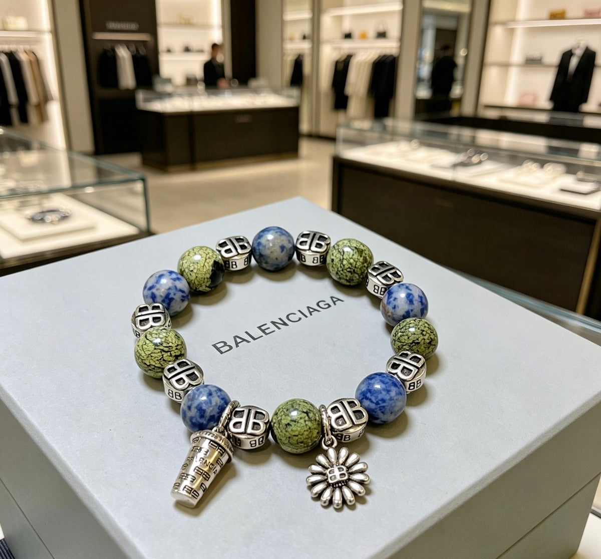 Geometric Emblem Bracelet in Polished Metal-Tone – Vintage Detail – Design 008 styled product view