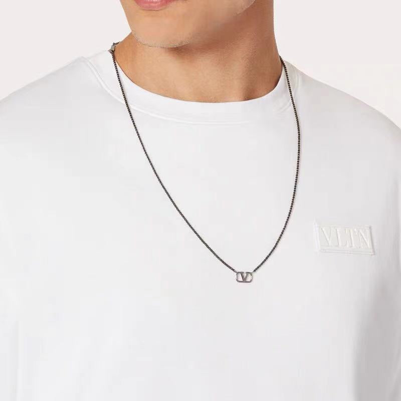 Signature Emblem Pendant Necklace in Polished Metal-Tone – Design 07 main product view