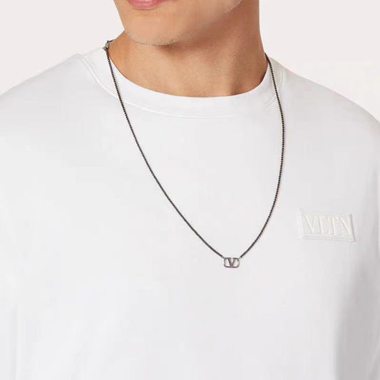 Signature Emblem Pendant Necklace in Polished Metal-Tone – Design 07 main product view