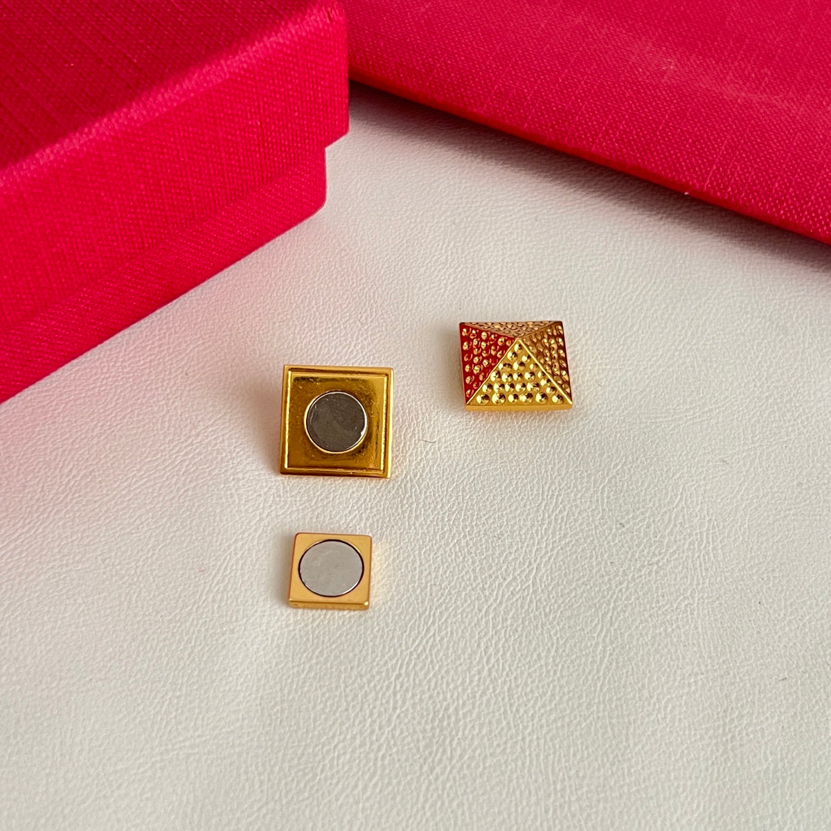 Signature Emblem Statement Earrings in Polished Metal-Tone – Design 07 styled detail