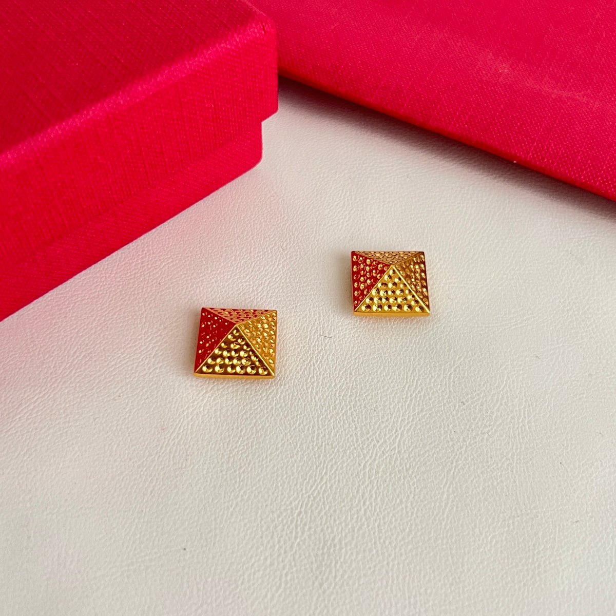 Signature Emblem Statement Earrings in Polished Metal-Tone – Design 07 side detail