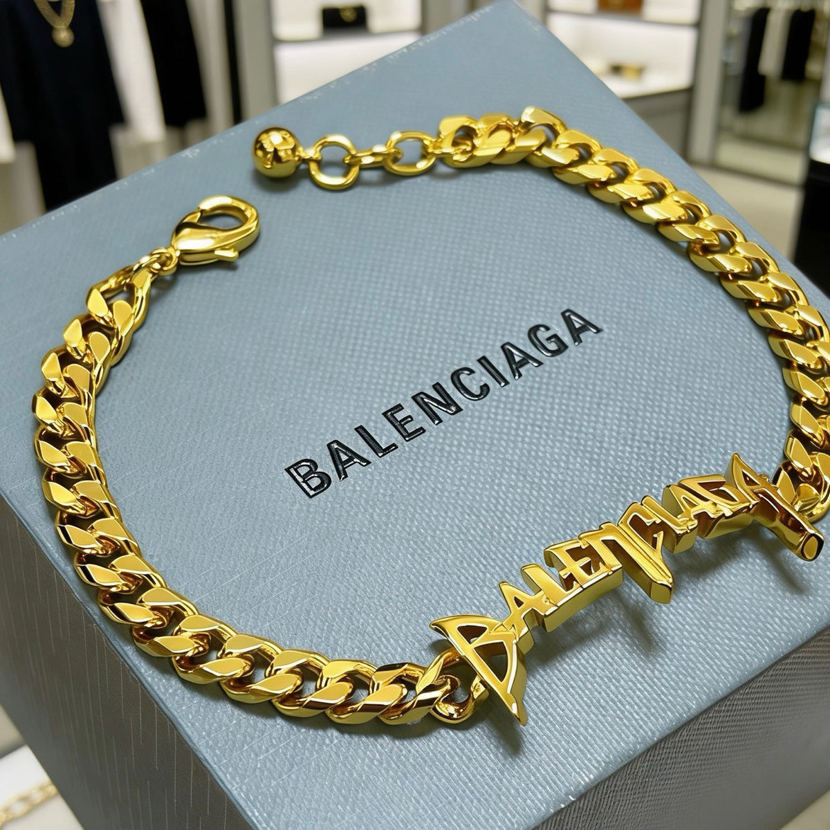 Geometric Emblem Bracelet in Polished Metal-Tone – Design 048 detail view